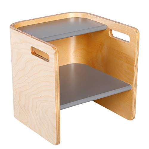 Image of ECR4Kids Bentwood Multipurpose Toddler Cube Chair, Montessori Furniture, Natural /Grey