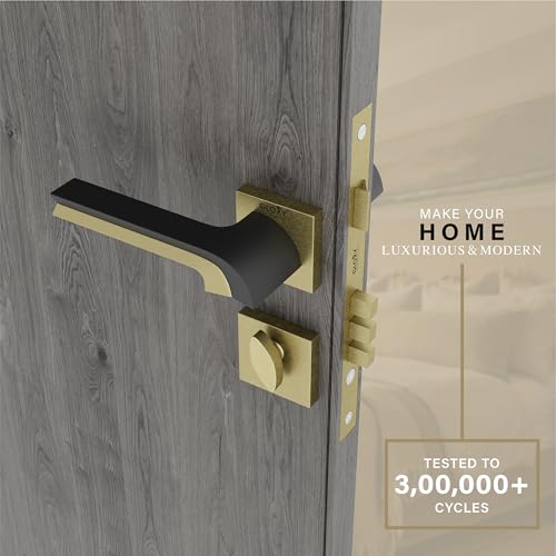 Image of GLOXY Security Door Locks for Main Door, Door Lock for Bedroom, Mortise Door Lock Set, Handle Set with 3 Brass Key for Kitchen, Balcony | Antique & Black (2 Years Warranty, Pack of 1)