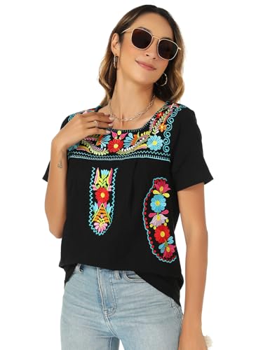 Mexican Shirts for Women Traditional Embroidered Tops Cinco De Mayo Fiesta Style Outfit4