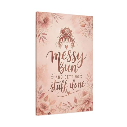 Toile messy bun rose poudré pour réchauffer un mur blanc vide