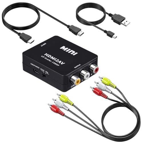 Wonlyus HDMI to RCA Converter with RCA and HDMI Cable, 1080P HDMI to AV 3RCA CVBs Composite Video Audio Adapter Supports PAL/NTSC for TV Stick, Apple TV, PC, Laptop, Xbox, DVD