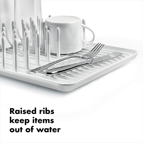 Image of OXO Good Grips Compact Dish Rack Biscuit | For Dishware | 13-3 /4 x 10-3 /8 x 3-1 /2 Inch | Non-Skid Feet | Pack of 4