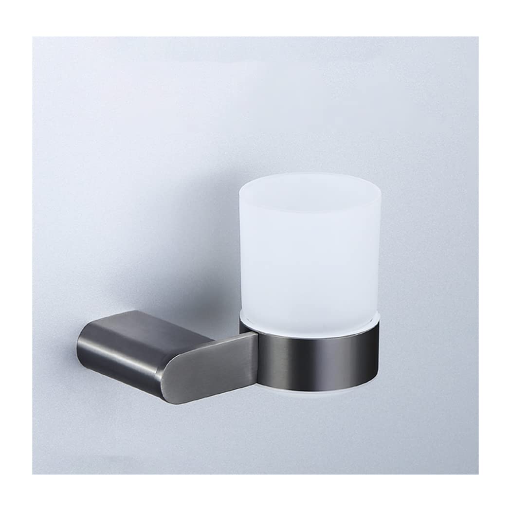 WRIST Zahnbürstenhalter, Zahnbürstenhalter Aus Edelstahl Zur Wandmontage Mit Milchglasbecher Für Den Badezimmer-Organizer, Gun Grey