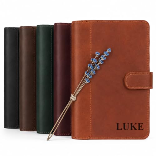 100% Genuine Leather Journal Engraved Name or Initials – Crafted in USA – Personalized Gift for Business, College, Travel, Work – Refillable Lined Pages Notebook for Writing – Journal for Men & Women