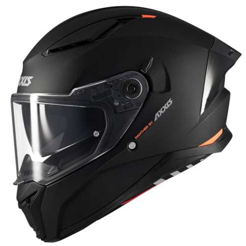 AXXIS Panther SV Solid Negro Mate - Casco de Moto Integral con Visor Solar, para Hombre y Mujer, Homologado ECE 22.06 (L)