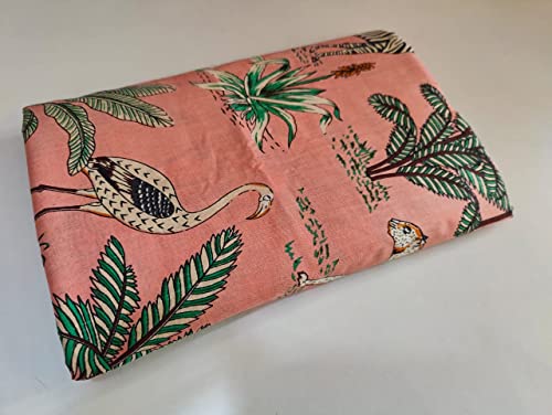 Image of Floral Printed Cotton Fabric Cloth Hand Block Print Fabric Women Material Running Jaipuri Hand Block Printed Women Dress Material Kurtis Natural 44 inch Inches Width 2.5 Meter (Pattern 12)
