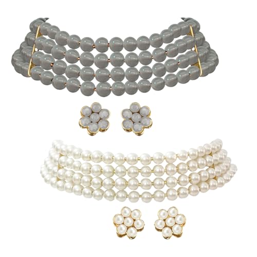 Image of Peora Traditional Maharani Haar Necklace with Earrings Bridal Jewellery Set Gift for Women