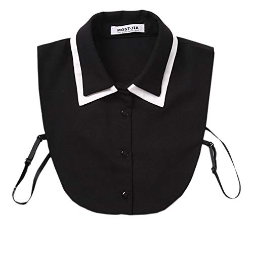 Joyci Women's Professional Fake Collar Formal Fashion Half Shirt False Collar Chiffon Dickey Collar (Black)