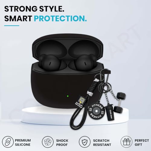 Image of Soft Silicone Case Cover for OnePlus Nord Buds 4 Pro with Gym Fitness Keychain (Black)