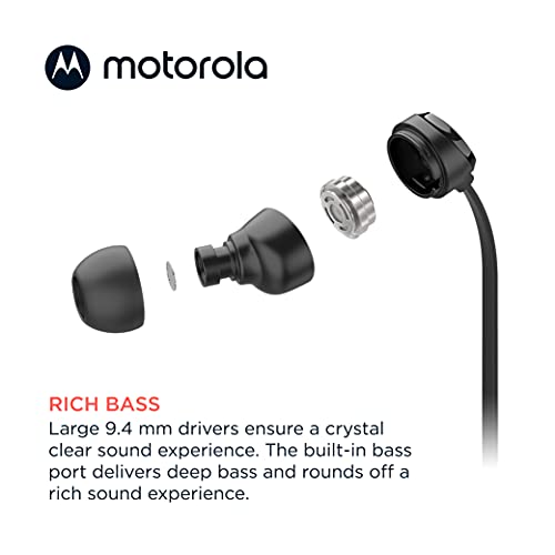 Motorola Earbuds 3-S Wired Earbuds With Microphone - Corded In-Ear Headphones, Comfortable Lightweight Silicone Ear Buds, Non-Tangle Flat Cable, 9.4Mm Drivers Clear Bass Sound - Black #TOP3