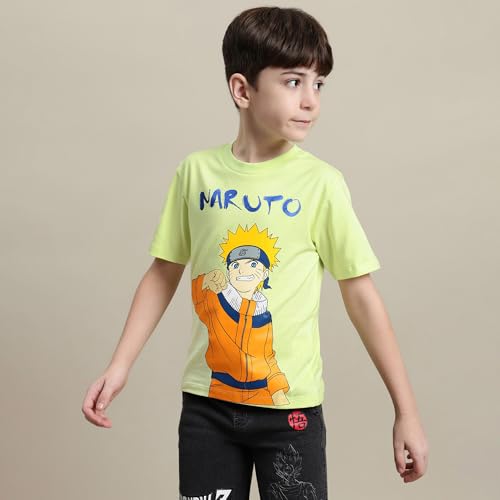 Image of Kidsville Official Naruto Anime Boys Half Sleeves Round Neck Graphic Character Printed Regular Fit Pure Breathable Cotton Fabric Tshirt