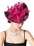 SWEETV Sinamay Kentucky Derby Hats Fascinators for Women, Tea Party Hats for Church, Cocktail, Wedding, Fancy Dress Party, Rose Red and Black