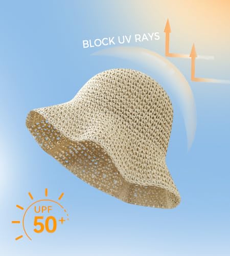 Sombrero de playa de paja para mujer con ala ancha miniatura 2