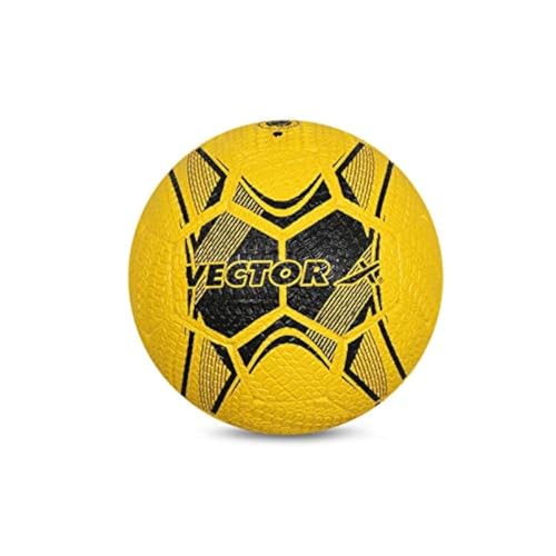 Vector X Street Soccer Rubber Moulded Indoor/Outdoor Water-Resistant Football with Butyl Bladder, Yellow-Black, Size 5, Suitable for Match and Training for Adults 15+ Years
