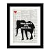 Black Elephant With Heart DICTIONARY ART PRINT Inspirational Quote - Home Wall Decor – Unframed - Authentic Upcycled Vintage Dictionary Prints