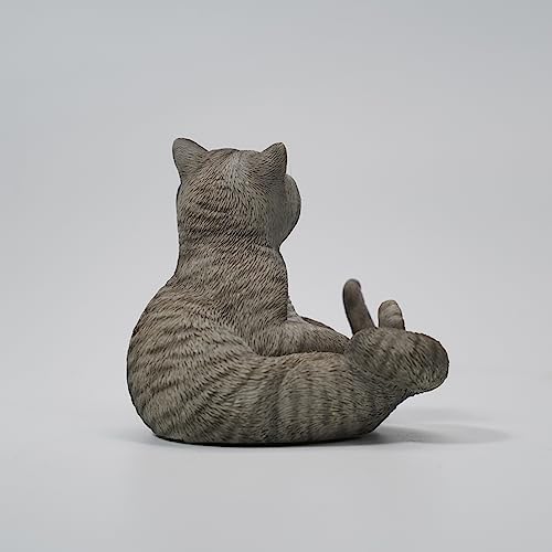 Chat blanc assis AMITD figurine ornementale à texture complexe avec coussin - 5