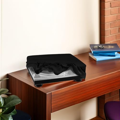 Funda para tocadiscos protectora de alta densidad GARVALON negra antiarañazos universal 7