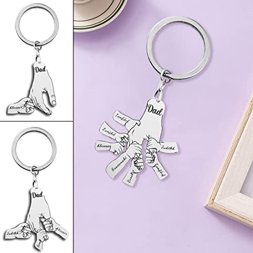 Ayorior Custom Name Hand Fist Keychain Personalized Dad Keychain Dad Gifts Father's Day Keyring Dad Gifts From Daughter (Fist Keychain-Titanium Steel) #TOP6
