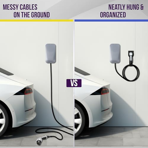 Image of ENERLITES J1772 EV Charger Holder Wall Mount, Heavy-Duty Steel
