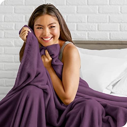 Bare Home Fleece Blanket - Full/Queen Blanket - Plum - Lightweight Blanket For Bed, Sofa, Couch, Camping, And Travel - Microplush - Ultra Soft Warm Blanket (Full/Queen, Plum) #TOP2