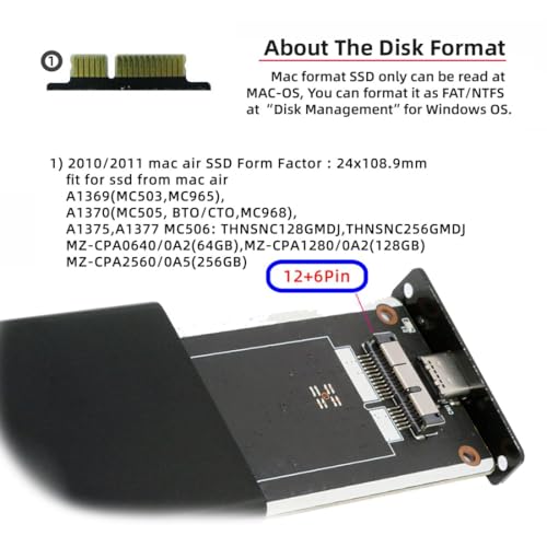 chenyang caja externa para SSD Mac 6+12Pin USB 3.0 miniatura 6