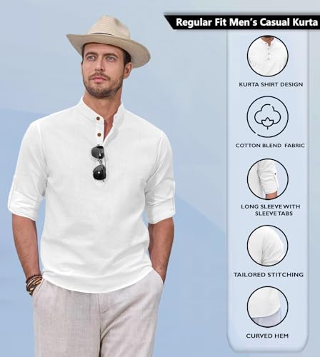 Image of Zombom Men's Kurta || Chinese Collar Long Sleeves || Straight Hip Length Kurtas || Short Kurta for Men || for Festival || Function || Occasion Wear Fancy Kurta for