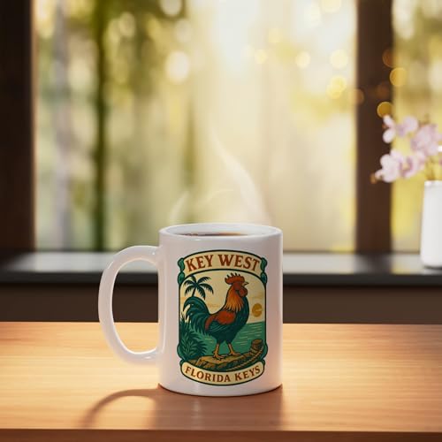 Taza de cerámica blanca con diseño de gallo miniatura 3