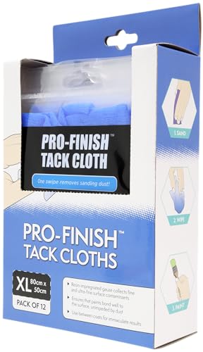 Axus Decor Pro-Finish Tack Cloth (Blue series) Painter's Tack Cloths - Painter's Wipes for Automotive, Sanding, Cleaning, Dusting & More, Ideal for use between Coats - 80cm x 50cm, Pack of 12