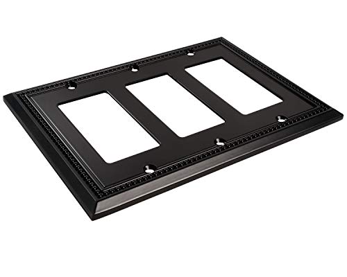 Image of Henne Bery Sunken Pearls Heavy Duty Decorative Wall Plate Switch Plate Outlet Cover (Triple Decorator, Matte Black)