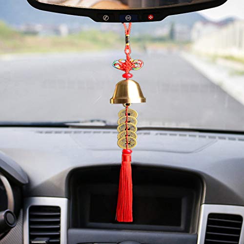 Fianup Chinese Feng Shui Bell With 5 Coins For Wealth And Healthy Good Luck Car Home Hanging Pendant Wind Chime #TOP2