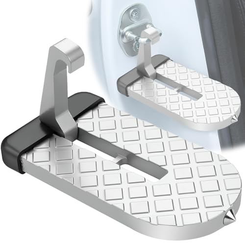 dellyy Auto Türstufe Auto Pedale Türstufe Trittbretter mit U Haken Verriegelung Klappbarer Auto Türpedal Auto Trittstufe Trittstufe Auto Türstufe Auto Door Step Aufstiegshilfe (Silber)