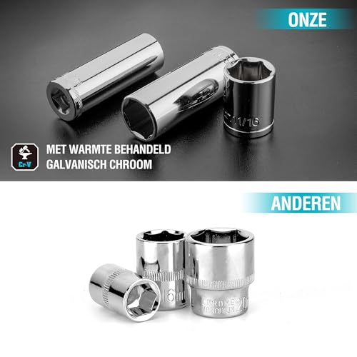 DURATECH 121-delige gereedschapsset voor monteurs, inclusief SAE/metrische dopsleutelset, ratel met 72 tanden, 40-in-1 magnetische schroevendraaier en inbussleutels met draagbare gereedschapskist voor - Afbeelding 5