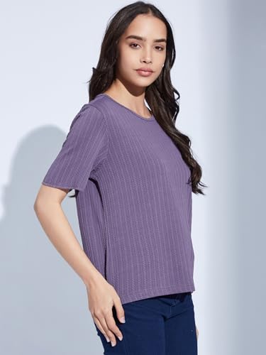 Image of Selvia Women's Solid Regular Fit T-Shirt