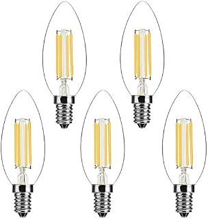 Bonlux E14 LED Filament Candle Bulbs Dimmable Cool White 6000K 4W C35 Small Edison Screw SES, Vintage LED Antique Light, Replace 35W-40W E14 Halogen Bulbs for Chandelier Decorative Pendant Light 5pcs