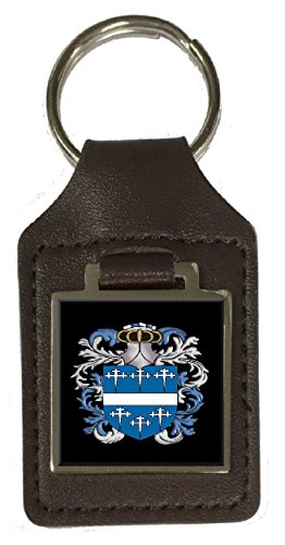 Porte-clés en Cuir Marron Rattray avec Blason de Famille gravé