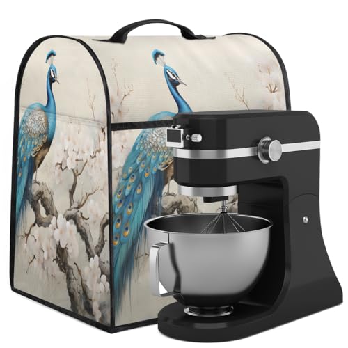 Mixer Cover Coffee Maker Cover Ink Blossom Peacock Stand Mixer Cover With Pockets Kitchen Aid Mixers Accessories