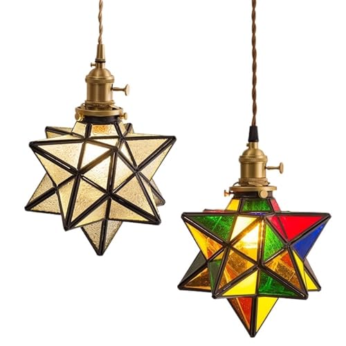 Lustre suspension LED étoile en verre soufflé style Europe vintage pour salle à manger