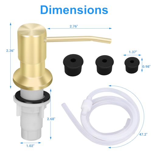Image of Soap Dispenser Kitchen Sink, Sink Soap Dispenser, 47 inch Extension Tube kit, Dish Soap Dispenser Pump, No Need More Refills (Gold)