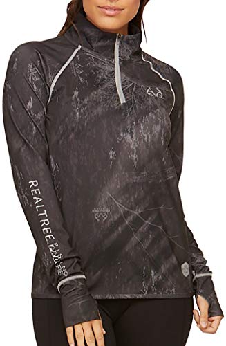 Realtree Womens Marble Print Performance Long Sleeve Top X-Large Black