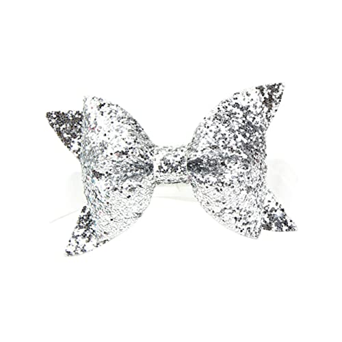 Bowknot Sequin Headband for Girls Elastic Hair Accessory for Newborns and Toddlers for Birthdays and Photoshoots Silver