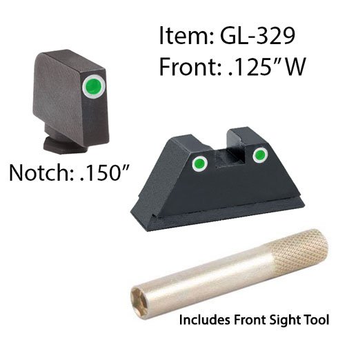 AmeriGlo Tall Suppress 3 Dot Night Sights with White Outline for All Gen 1-4 Glock (Except 42, 43) & Free Front Sight Tool