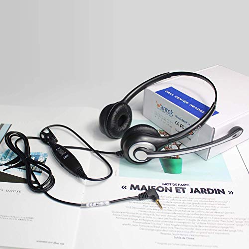 Wantek 2.5Mm Phone Headset With Microphone Noise Cancelling & Mute Switch, Office Telephone Headset Compatible With Panasonic At&T Ml17929 Tl86103 Cisco Linksys Spa303 Vtech Is8151 Cordless Phones #TOP5