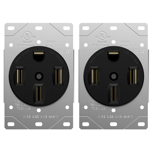 Image of ENERLITES 50A Range Receptacle Outlet, NEMA 14-50R, Black, 2-Pack