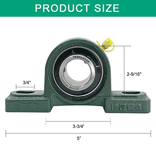 Deepdream UCP204-12-2PSC 2 Pcs Ucp204-12 Pillow Block Bearing 3/4 Inch Mounted Bearings P204 Chrome Steel Bearings Self-Alignment thumb #1