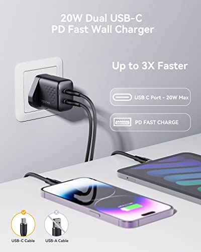 VOLTME USB C Plug 2-pack black, Type C Plug 20W, Multi USB Plug Fast Charger Plug PD 3.0 USB-C - Image 3