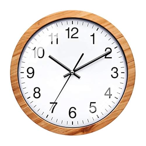 NUOVO 10 Inch Wooden Round Wall Clock Silent & Non-Ticking Retro Wall Clock Operated for Living Room Bedroom Kitchen(26 cm/ 10)