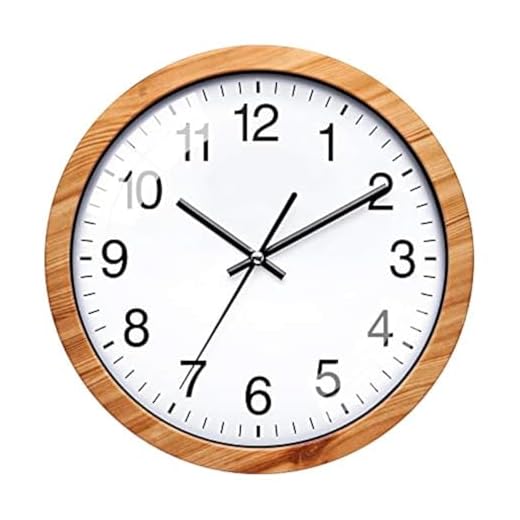 NUOVO 10 Inch Wooden Round Wall Clock Silent & Non-Ticking Retro Wall Clock Operated for Living Room Bedroom Kitchen(26 cm/ 10")
