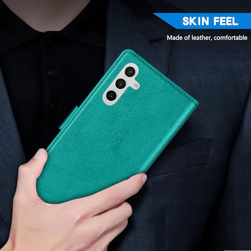 Image of ZZXX for Samsung Galaxy S25 Plus Wallet Case with [RFID Blocking] Card Slot Kickstand Magnetic Closure Leather Flip Fold Protective Phone Case for Galaxy S25 Plus 5G Case Wallet(Lake Blue-6.6 inch)