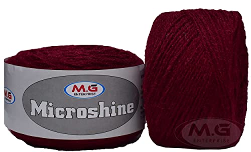 Image of M.G Microshine Mehroon (300 gm) Wool Hank Hand Knitting Wool /Art Craft Soft Fingering Crochet Hook Yarn, Needle Knitting Yarn Thread dye G T CB