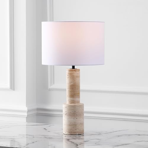 Lámpara de mesa Tywin Travertine/Blanco dimmable 27 pulg miniatura 2